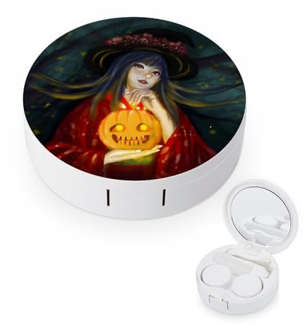fkgvwo Contact Lens Case Red Witch Contact Lens Box Travel Kit Portable for Travel & Home