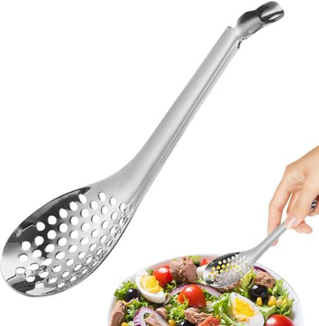Cucchiai per gastronomia molecolare: cucchiai scanalati in acciaio inossidabile, cucchiaio per caviale e uova, setacciatrici di precisione, manici resistenti al calore | Strumenti di cucina profes