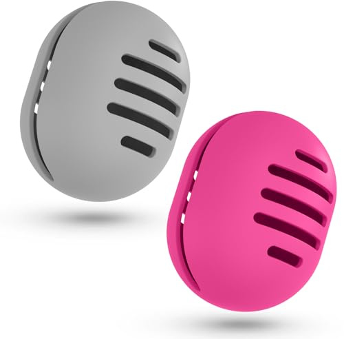 Fauxomor Make Up Schwamm Aufbewahrung - 2 Stück Atmungsaktiv Silikon Beauty Makeup Blender Sponge Reisetasche für Alle Größen von Make-up-Schwamm, Bruchsicher Tragbar Kosmetik Werkzeug, Grau+Rosenrot
