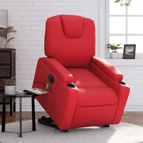 Owoxanthellate Poltrona massaggiante rossa con supporto elettrico e funzione sdraiata, 74 x 88 x 97 cm, in ecopelle, per soggiorno e camera da letto