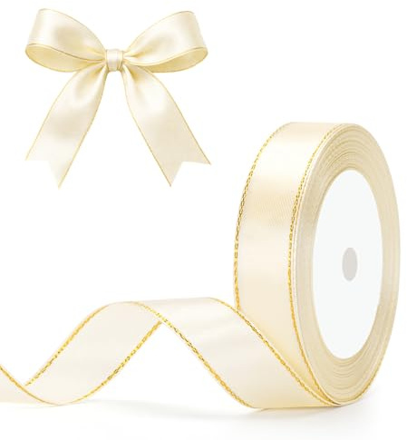 G2PLUS Beige Gold Satinband 20mm: Dekoration Geschenkband, 22m Schleifenband zum Bastel, Dekoband für Geschenkverpackung, Dekoration | Satinband für Handwerk, Geschenkverpackungen, Hochzeitsdekorationen, Blumensträuße und Bastelarbeiten