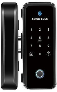 Serratura intelligente, Serratura intelligente for porta in legno e vetro con sblocco remoto Bluetooth, controllo password con impronta digitale