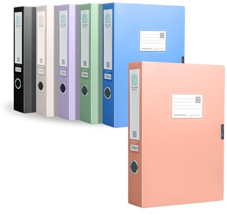 MDPUTY 6 PCS Box Files A4 Single, Filing Boxes 75mm A4 with Lid Plastic Deep Box Folder Colourful File Folder Organizer Boxes for Office Home School