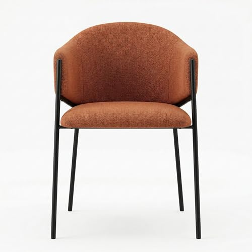 Cribel LUNIA Set di 2 Poltrone Moderne Imbottite Ruggine in Tessuto Aragon, Schienale Avvolgente con Braccioli Integrati e Gambe Nere in Metallo 52x60x78 cm