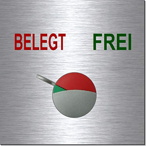 Frei-Besetzt-Frei-Belegt-Hinweisschild-Schild-mit Drehanzeige rot/grün-Türschild-Büroschild-100 x 100 x 3 mm-Aluminium Edelstahloptik silber mattgebürstet (1910-50 -Frei-Belegt mit Klebepads)