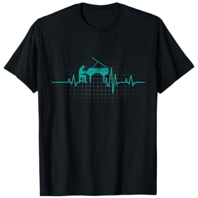 Klavier T-Shirt - Flügel EKG Klavierspieler Pianist Geschenk T-Shirt