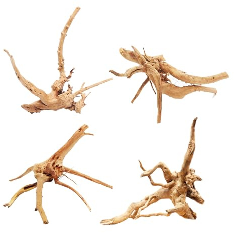Tfwadmx Aquarium Driftwood Natural Wood 4''-7'' Reptile Branch Fish Tank Tree Plant Stump Ornament Decor 4 PCS