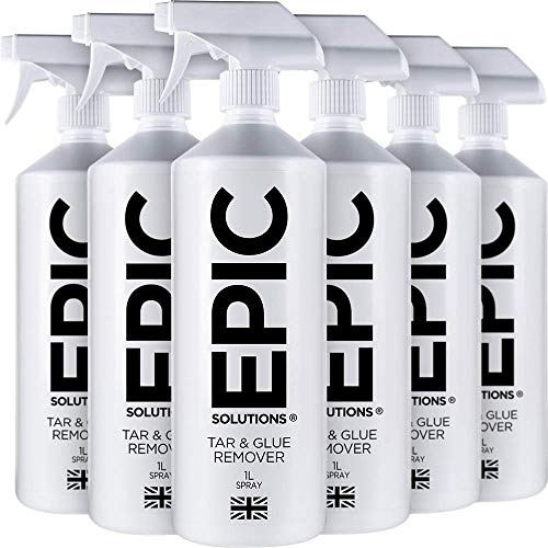 Epic Solutions Tar & Glue Remover, 1L Spray Cap Bottle, Chemically Designed for Effectiveness, Strong Solvent Based Formula, Multi-Purpose, Easy to Use, Efficient (Pack of 6)
