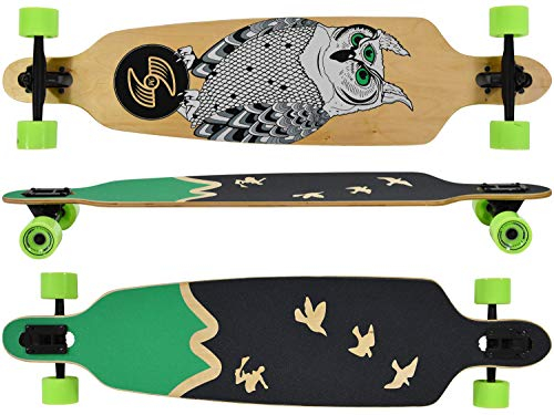 MAXOfit Longboard in verschiedenen Designs mit hochwertigen Ahorn/Bambus Decks für Anfänger und Fortgeschrittene (Freedom)