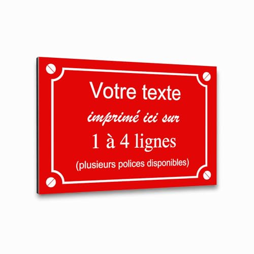 Plaque de rue décorative en aluminium Personnalisée pour intérieur et extérieur 30x20cm Rouge