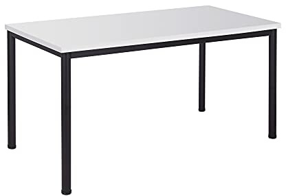 Schreibtisch u. Besprechungstisch mit schwarzem Tischgestell | Konferenztisch Bürotisch Computertisch Mehrzwecktisch Arbeitstisch PC-Tisch Homeoffice-Tisch (weiß, 140x80x77,5 cm)