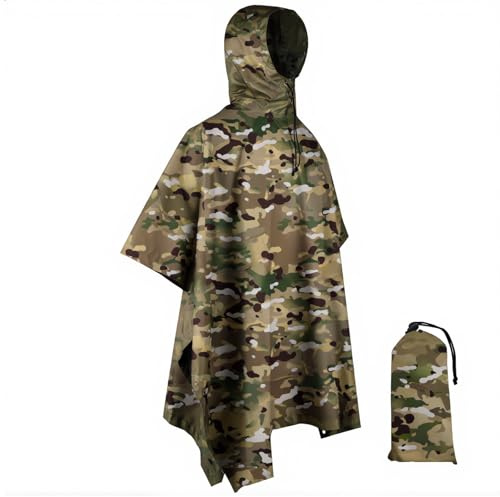 WINWAY Military Style Poncho Multi Use Rip-Stop Camouflage Raincoat