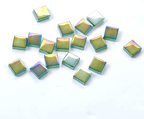 Mischfarben-Kristall-Mosaik-Fliesen, 200 Stück/Beutel Quadratische Glas-Mosaik-Fliesen für DIY Handwerk Lieferanten Laser-Kristall-Mosaik-Fliesen Kreatives Kunstmaterial (grün)