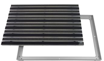 EMCO Eingangsmatte DIPLOMAT Gummi schwarz Bürsten grau 22mm + ALU Rahmen Schmutzfangmatte Fußabtreter Antirutschmatte, Größe:60x40cm