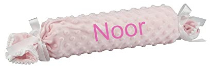 Danielstore- Cojín Bebe Personalizado con Nombre Bordado desenfundable. (Caramelo Rosa)