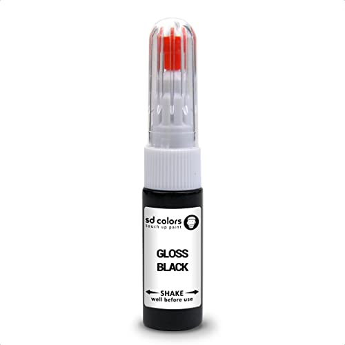 SD COLORS GLOSS BLACK ALLOY WHEEL New Touch Up Paint Pen REPAIR KIT 7ML SCRATCH CHIP BRUSH REPAIR (JUST PAINT)