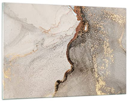 Quadri Moderni Soggiorno Pietra sabbia astrazione Quadro su Vetro 120x80cm Stampe da Parete in Vetro Camera da Letto Cucina 1 pezzo Wall Art Grandi XXL Decorazione Murale Immagini GAA120x80-4778