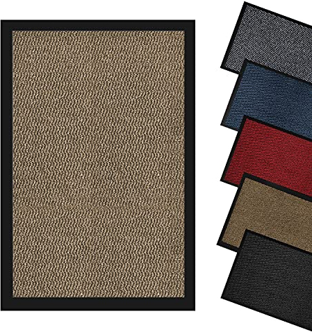 Domats - Dirt Trapper Door Mat for Indoor & Outdoor - Non Slip Mat with Rubber Backed - Washable Rug Mats for Floor & Carpet - Entrance Doormat for Home, Kitchen, Office & Garden (50 x 80 cm || Beige)