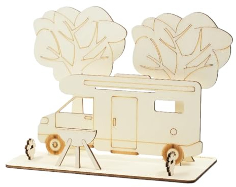 EICHENHÄNDIG Geldgeschenk für Wohnmobil, Wohnwagen, Camping, steckbar, aus Sperrholz