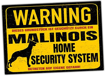 Malinois Belgian Mali Schild Warning Security System Türschild Hundeschild Warnschild Hund Achtung