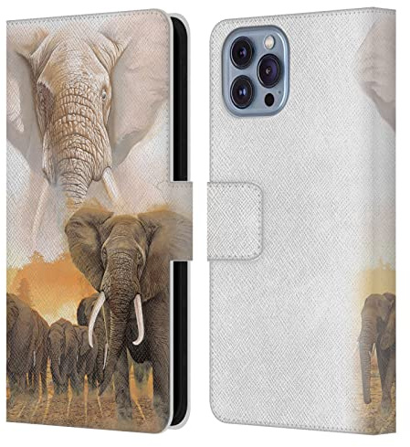 Head Case Designs Offizielle Graeme Stevenson Elefanten Tierwelt Leder-Wallet-Hülle Kompatibel mit Apple iPhone 14