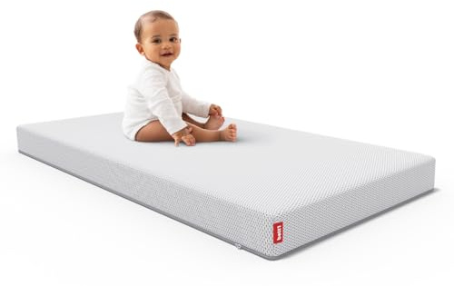bett1 SuperBreeze Kindermatratze 80x160 cm für Neugeborene und Kleinkinder | Liegefläsche und Bezug waschbar bei 60 °C, rundum verstärkte Trittkante, Belüftungskanäle, Oeko-Tex 100, QXSchaum