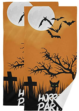 2Er Duschtücher Set Fröhliches Halloween Pool Badetuch Damen Strandtücher Weich Mikrofaser Strandtuch, Für Yoga, Wandern, 70x40cm