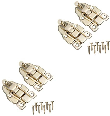 DOITOOL 4pcs Antique Wooden Lock Latch Hook Locks for Jewelry Box Packing Buckle Secure Lockbox Toggle Keyhole