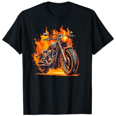 Cool Motorbike Flames and Burning Motorcycle Love T-Shirt