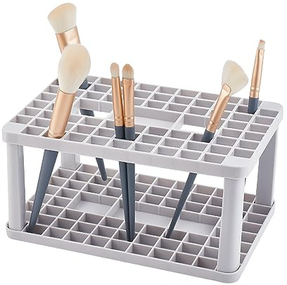 AHANDMAKER Grauer Kosmetik-Organizer mit 71 Fächern, minimalistischer Kunststoffbehälter, tragbare Aufbewahrung für Pinsel, Stifte, Bleistifte, Marker, kleine Werkzeuge