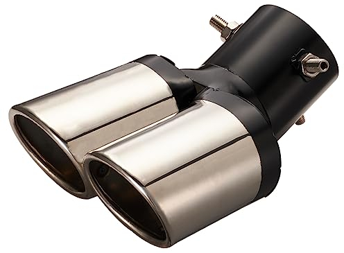 Blueshyhall Terminale di scarico doppio tubo 60 mm, silenziatore auto curvo, nero, ovale, in acciaio inox curvo