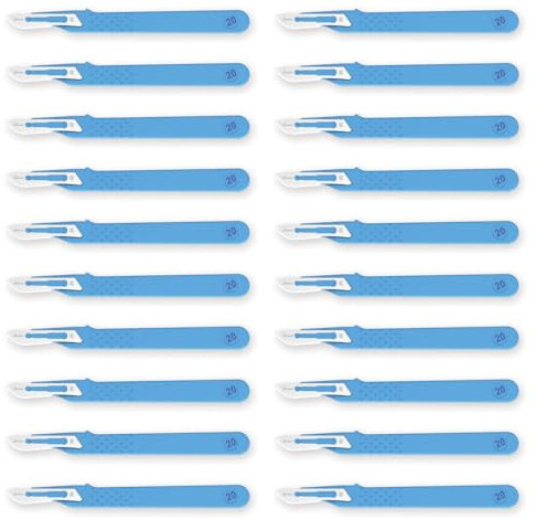 Pharma[+] Bisturi Chirurgico in Acciaio Inox, Manico in ABS, Sterili e Monouso, Standard, 20 Pezzi