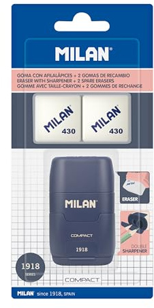 MILAN® Blister de marque COMPACT série 1918 bleu + 2 gommes de rechange