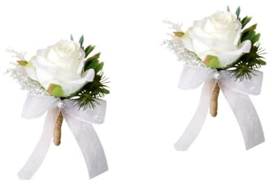 Abaodam 2stücke Hochzeitsbrosche Für Braut Und Bräutigam Weiße Und Grüne Blumendekoration Stilvolle Anstecknadel Für Bankett Und Feierlichkeiten Elegantes Accessoire Für