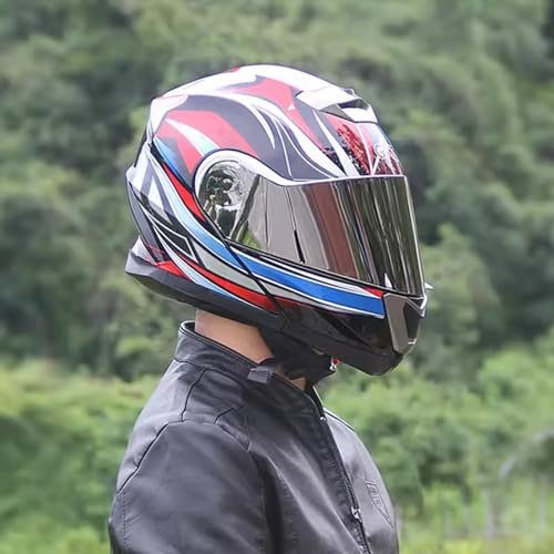 Modularer Integral-Motorradhelm, ECE-zugelassener modularer Klapphelm mit Doppelvisier, geeignet für Männer und Frauen C,XL/(61~62cm)