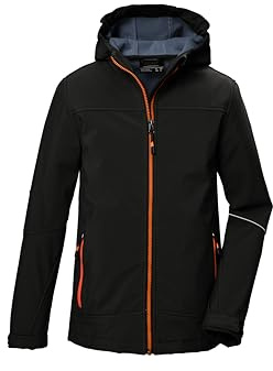 killtec Bambini e ragazzi Giacca softshell/giacca da esterno con cappuccio KOW 366 BYS SFTSHLL JCKT, schwarz, 128, 42161-000