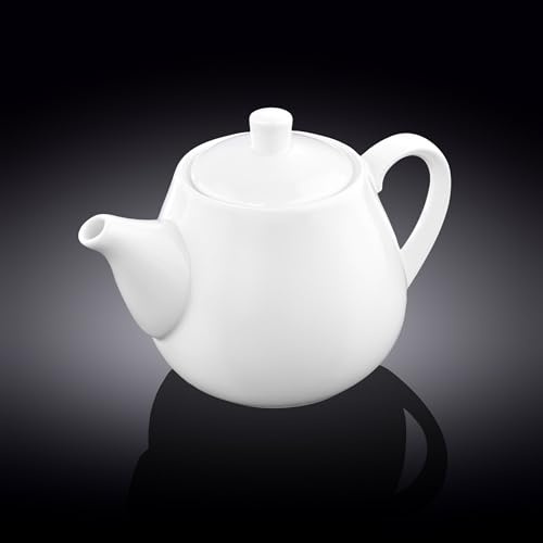 Wilmax WL-994003 Porzellan-Teekanne, weiß, 1000 ml Fassungsvermögen, integriertes Sieb (1 Stück)