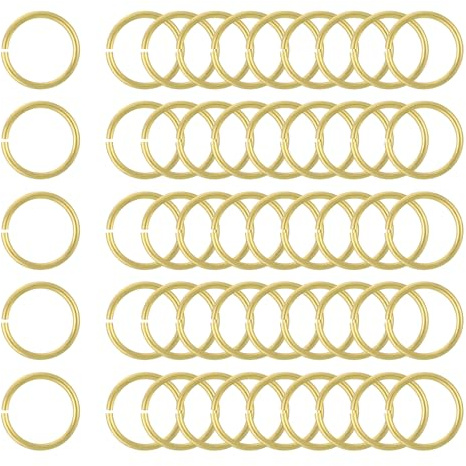 QUARKZMAN 50 Stück Offene Sprungringe, 15 mm/0,59 OD Messing Sprungringverbinder 1,5 mm dick O-Ringe für Halsketten Armband Schmuckherstellung Schlüsselanhänger DIY Basteln, Goldfarben