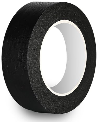 Rusoz Kreppband Schwarz Malerkrepp 30mm x 50m Abklebeband Maler Automotive Kreppband Leicht Abnehmbar Malerband Für Malerarbeiten, Renovierungen, Autolack-Maskierung