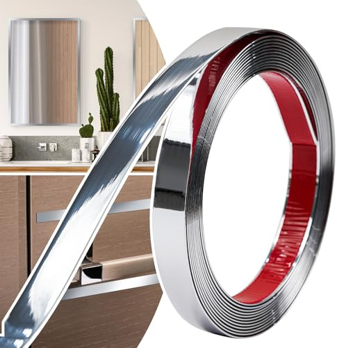 JSIWOTH Zierleisten Selbstklebend Flexibel 6M x20mm Silber | Kantenschutz Leisten, Dekorationsleiste, Für Türen Fenster Spiegelrahmen Wände Decken Böden Fliesen