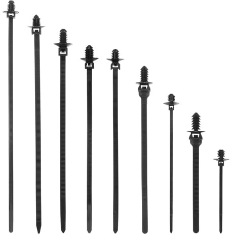 sourcing map 180Pcs Push Mount Cable Zip Tie 9 Size Nylon Self Locking Cable Strap Thread Style 0.22 Heavy Duct Snap in Cable Zip Ties for Household Electronic Auto Industry