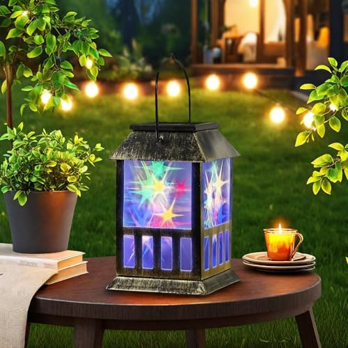 Solar Lanterns Battery Powered Lights, 1 Pack Hanging Solar Garden Lights Outdoor Waterproof Auto On Off for Yard Patio Lawn Table Fence Ornaments Halloween Christmas Decor