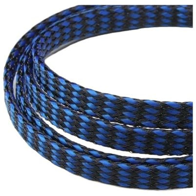 1/5/20/50 m erweiterte Geflechthülse, 4/8/12 mm, PP-Baumwolle, PET-Garn, weiche Drahtwicklung, isolierter Kabelschutz, Kabelbaum, Kabelmantel (Blau / Schwarz, 8 mm _ 1 m)