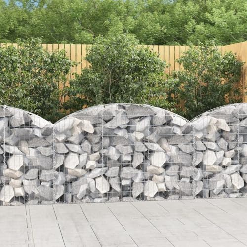 Homgoday Arched Gabion Basket 150x30x80/100 cm Galvanised Iron,Gabion Baskets Gabion Stones Gabion Wire Mesh Gabion Cages Retaining Wall Garden Wire Pot Cage Fence Privacy