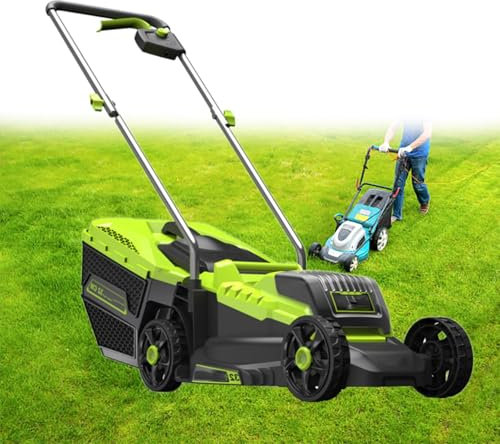 GESAIDES Cortacésped Eléctrico de 33 cm (13 Pulgadas) y 40 V para Jardines, Ligero, inalámbrico, sin Escobillas, con Ajuste de Altura de 3 Posiciones y 2 Baterías de 4 Ah.