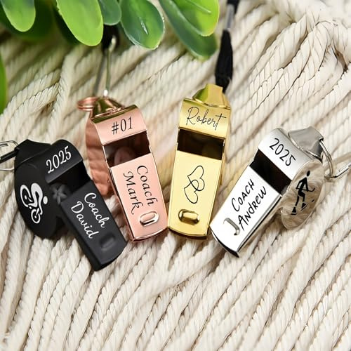 MEIEG Coach Pfeife, Personalisierte Edelstahl Pfeife Laute Knackige Sound Pfeifen Mit Lanyard Fußball Notfall Geschenk