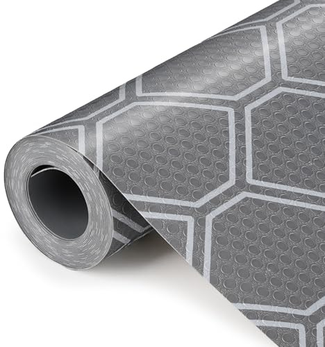 Fridge Liner, Shelf and Drawer Liners for Kitchen Cabinets | Cupboard Liner, Refrigerator Liner Waterproof for Kitchen Bathroom Shelves - Grey Roll 44x200cm
