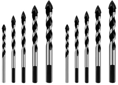 Hitopin 10PCS Juego de Brocas para Azulejos, Brocas en Espiral con Punta de Diamante, Taladro de Vidrio con Vástago Hexagonal, Brocas Porcelanico,para Vidrio, Metal, Conchas(5/6/8//10/12mm)