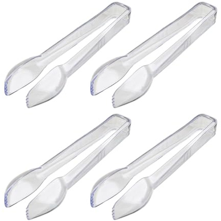 HOMESHOPA Clear Plastic Serving Tongs, 4 Pack Salad Mixing Cutlery Long Handle, Durable, Reusable & Multipurpose Stylish Dining Tongs, Perfect for Birthday Parties Weddings Camping & Events
