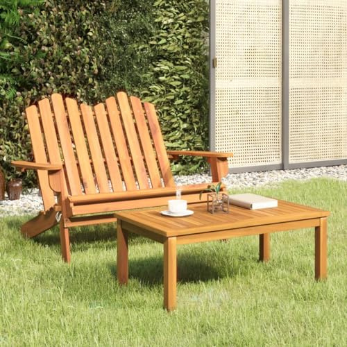 SDWEHO7 2er Set Gartenmöbel, Gartengarnitur mit 1 Gartenbank & 1 Couchtisch, Outdoorstühl für Garten Balkon Terrasse, Massivholz Akazie